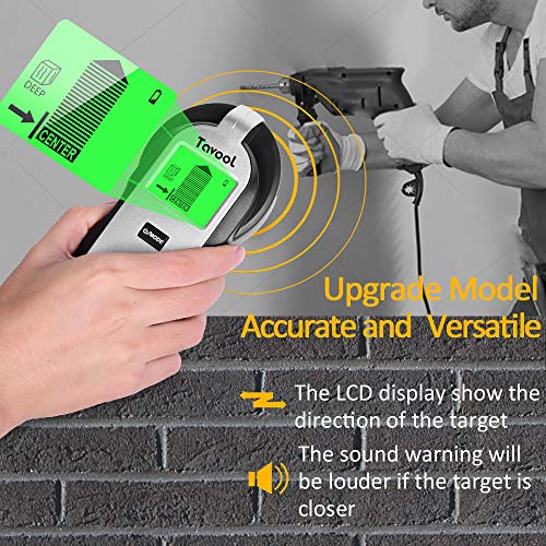 Stud Finder Wall Scanner - 4 in 1 Electronic Stud Sensor Wall Detector Wood Beam Finders Center Finding with Battery and LCD Display for Wood AC Wire Metal Studs Detection (Black)