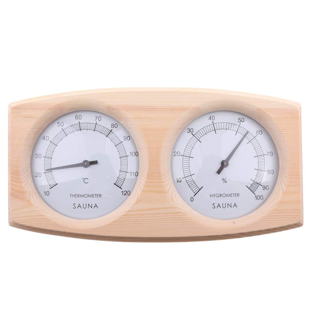 Hanshin Wooden Sauna Room Hygrothermograph,2 In 1 Double Gauges Indoor Thermometer,Heat Resistant Temperature Measurement Tool Sauna Room Accessories