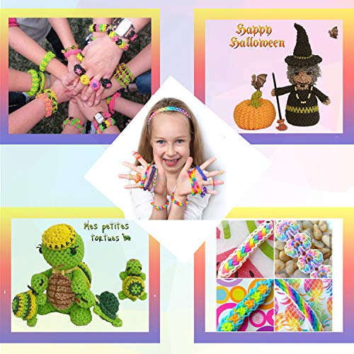 VENSEEN 11900+ Rainbow Rubber Bands Bracelet Making Kit, 11000 Loom Bands, 600 S-Clips, 252 Beads, 30 Charms, 10 Backpack Hooks, 5 Tassels, 5 Crochet Hooks, 4 Stickers,3 Hair Clips, 2 Y Looms - Thumbnail 6