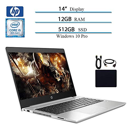 2019 HP. Premium ProBook 440 G6 14″ HD Laptop Business Notebook, Intel 4 Cores i5-8265U up to 3.90 GHz, 12GB DDR4 RAM, 512GB SSD, Silver, Bluetooth, HDMI, Windows 10 Pro (64-Bit) W/Accessories Bundle