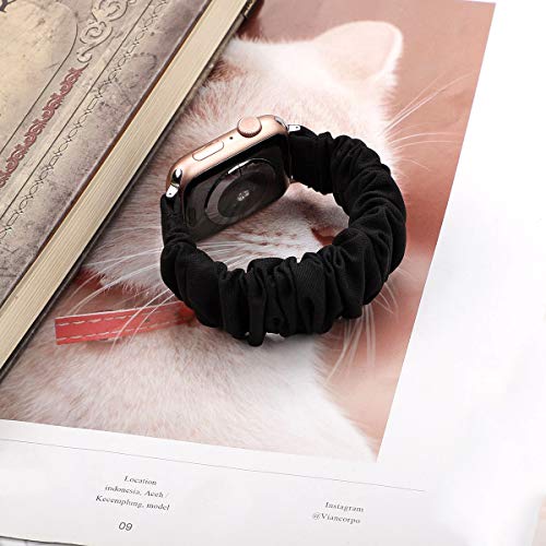 LOBKIN compatible with Apple Watch Band Series SE 6 5 4 3 2 1 Scrunchies 38mm/40mm/42mm/44mm Soft Elastic Strap iWatch Cloth Pattern Printe Fabric Wristband Bracelet Women Cute Sport Replacement Bands