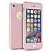 iPhone 5S Case, KAMII Ultra Thin Full Body Coverage Protection 360 Degree All-round Protection Hard Slim Case for iPhone 5S with Tempered Glass Screen Protector (Rose Golden)