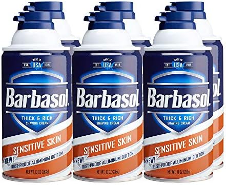 Barbasol Sensitive Skin Thick and Rich Shaving Cream for Men, 10 oz