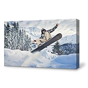 Canvas Wall Art for Living Room,Bedroom Home Artwork Paintings Snowboarding Ready to Hang - 12x18 inches