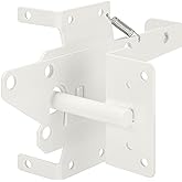 SANKINS Self-Locking Gate Latch Heavy-Duty for Wood Gate, Steel White, 2pcs | Post Mount Automatic, gate locks for outdoor fence| Pool | Garden, Gravity Door Latch with Fasteners Hardware, Padlockable