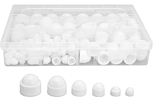 160Pcs Hex Nut Cover, Dome Hex Bolt Nut Cap Cover, Bolt Screw Caps Assortment Kit M4 M5 M6 M8 M10 M12 6 Sizes White