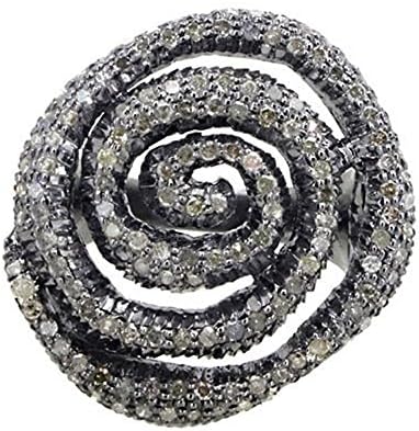 925 Sterling Silver Pave 1ct Diamond Puzzle Ring Antique Style Designer Jewelry