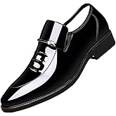 Men's Classic Business Dress Shoes, Oxford Work Formal Shoes, Patent Leather Slip-On Loafers Wedding Dress Shoes