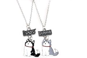 Mummumi Best Friend Necklaces, Friendship Lovely Pet Dogs Pendant Fashion Dogs Set Metal Necklace for Valentine's Day Present Birthday Christmas(Pug,Tidy,Bichon Frise,Schnauzer,Husky)