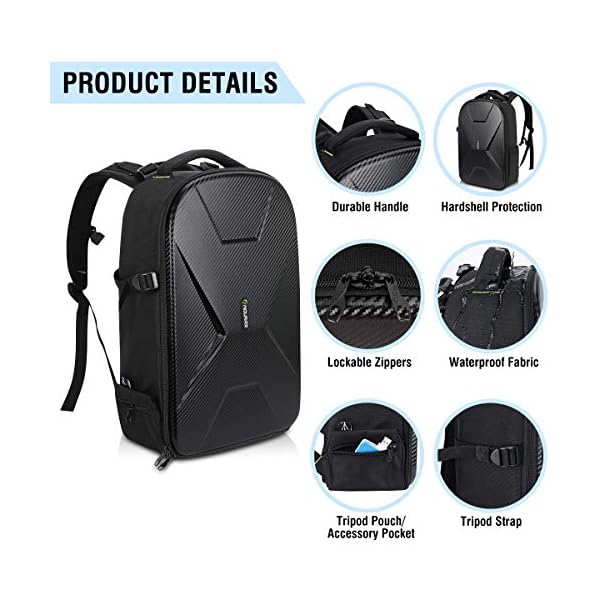 Endurax Kamerarucksack Wasserdicht für DSLR SLR Fotografen Kamera Tasche für spiegellose Kamera mit Hardshell-Schutz… – Bild 7
