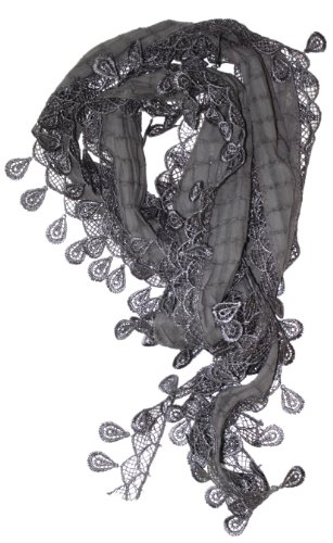 LibbySue-Sheer Scarf Bordered in Lace