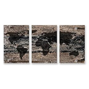 3 Panel World Map Pictures Home Wall for...