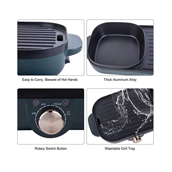 Uten Portable Electric Grill, Electric Barbecue Grill Indoor Hot Pot Chafing Dish, Large Capacity Household Electric…