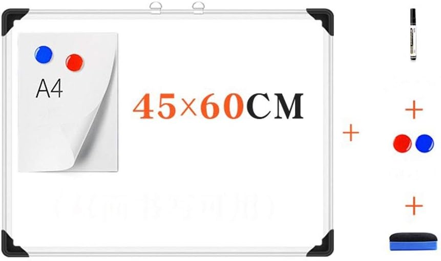Round Edge Thickened Border Whiteboard - Double-Sided Writing - Office Conference Teaching Training - 60x90cm (Size : 45X60CM)
