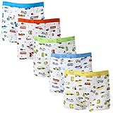 DOURA Underwear Boys Cotton Comfortable Short Boxer Briefs For Toddler 5-Pack (L Toddler 3-5 Year Old)