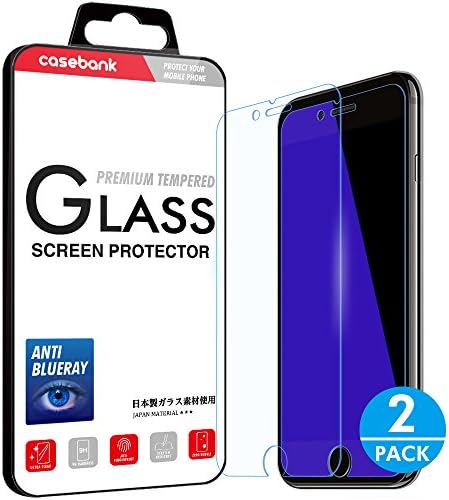 CaseBank iPhone 7 Plus Screen Protector Tempered Glass, Blue Light Blocking, 9H Hardness, 3D Touch Compatible, Glass Screen Protector for Apple i Phone 7 Plus 5.5" (2-Pack)
