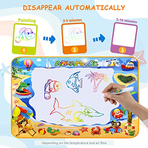 Doodle Mat Water Doodle Mat for Toddlers Aqua Drawing Doodle Mat Large Magic Aqua mat for Kids Educational Toys for Toddlers Mess Free Drawing Mat Toys Gifts for Girls and Boys 40"x 28"