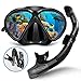 POPCHOSE Snorkel Set, Silicone Snorkeling mask Set for Adults and Youth, Foldable Snorkel Anti-Fog Anti-Leak Adjustable Diving Mask Gear Mesh Bag for Snorkeling, Diving, Swimming