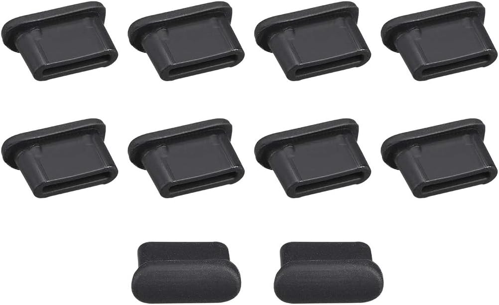 MACHSWON 10Pcs Silicone Type C Anti-Dust Cap Cover for Cell Phone, Type C Port Anti Dust Cover Dustproof Plug Cover Cap Anti Dust Protector Black
