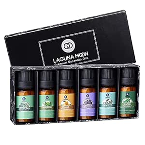 Lagunamoon Essential Oils Top 6 Gift Set Pure Essential Oils for Diffuser, Humidifier, Massage, Aromatherapy, Skin &amp; Hair Care