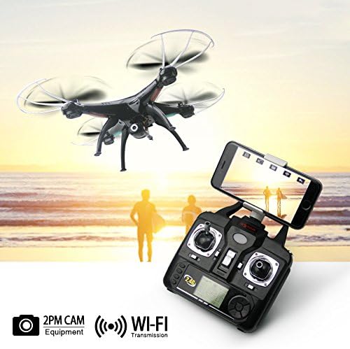KiiToys Camera Drone X5SW Live Video Quadcopter - RC FPV Live View Feed on Your Smart Phone 720p 2MP HD Camera, Easy to Fly (2018)