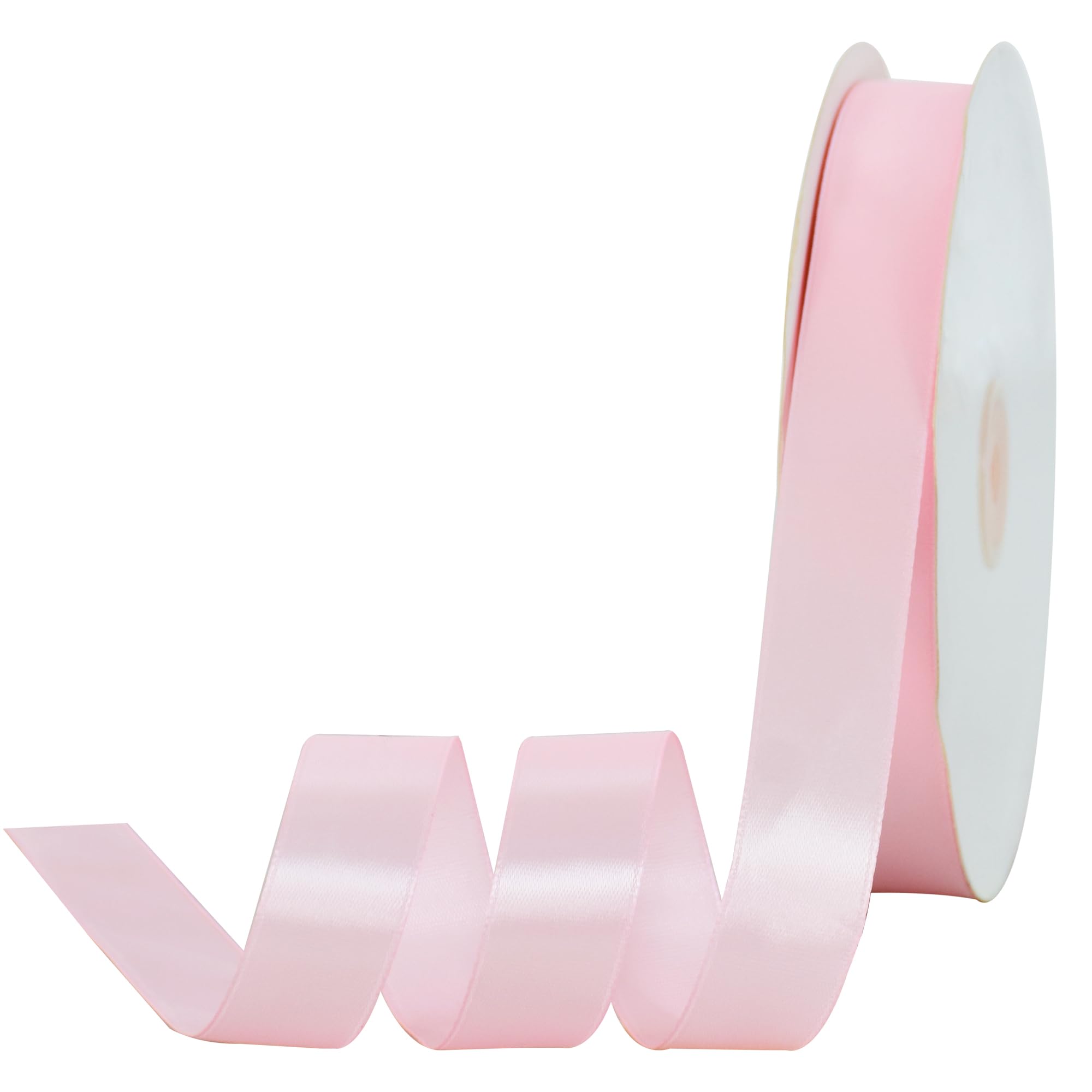 TONIFUL 7/8 Inch x 100yds Pink Satin Ribbon Thin Solid Frabic Ribbons for Gift Wrapping, DIY Crafts Bows, Invitations, Floral Bouquets, Christmas Wedding Party Valentine's Decor