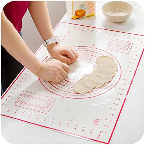kitchen mat silicone baking mats Silicone Pastry Mat Non-Stick Cookie Sheet - 23’’x15’’ - Full Sticks to Countertop Silicone Kneading Dough Mat - Backing Mat (red)