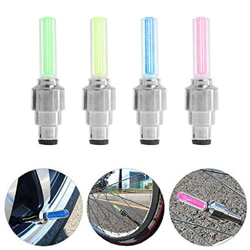 NNDA CO 2Pcs Bike Lights Bicycle Tyre Tire Valve Caps Wheel Spokes LED Light 4 Color
