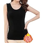 Flenwgo Womens Cotton Thermal Fleece Lined Underwear Tops Cami Tank Top Warm Base Layer Vest