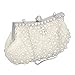 b.m.c BMC Womens Bright Ivory Faux Pearl Cascading Bead Rhinestone Encrusted Evening Clutch Cocktail Party Fashion Purse