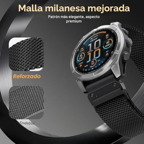 Titanium Strap for Garmin Fenix 8 47mm, Milanese Loop Bracelet, Parachute Buckle Straps Titanium for Garmin Fenix 7/7 Pro/6/6 Pro/5/5 Plus/Forerunner 935/945/955/965/Epix/Epix Pro Gen 2 47mm