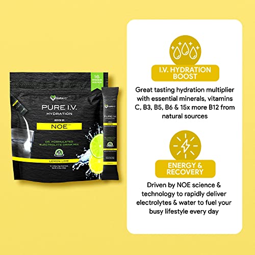 KARAMD PURE I.V. – PROFESSIONALLY FORMULATED ELECTROLYTE LEMON LIME POWDER DRINK MIX – REFRESHING & DELICIOUS HYDRATING PACKETS WITH VITAMINS & MINERALS – LEMON LIME – 1 BAG (16 STICKS)
