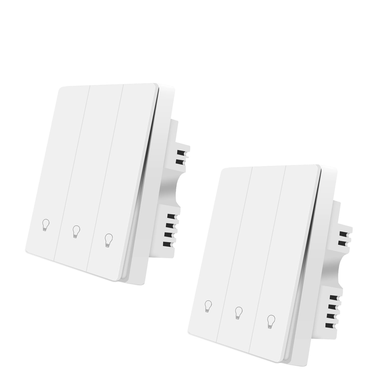 ZigBee Smart Light Switch 2Pack, Work with Alexa Google Home, Pushbutton Switch with Backlight, Neutral Wire Required, Zigbee Hub Required, 3 Gang — image 1