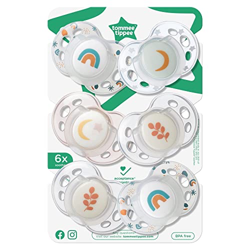 Tommee Tippee Night Time Glow in The Dark Pacifiers, Symmetrical Design