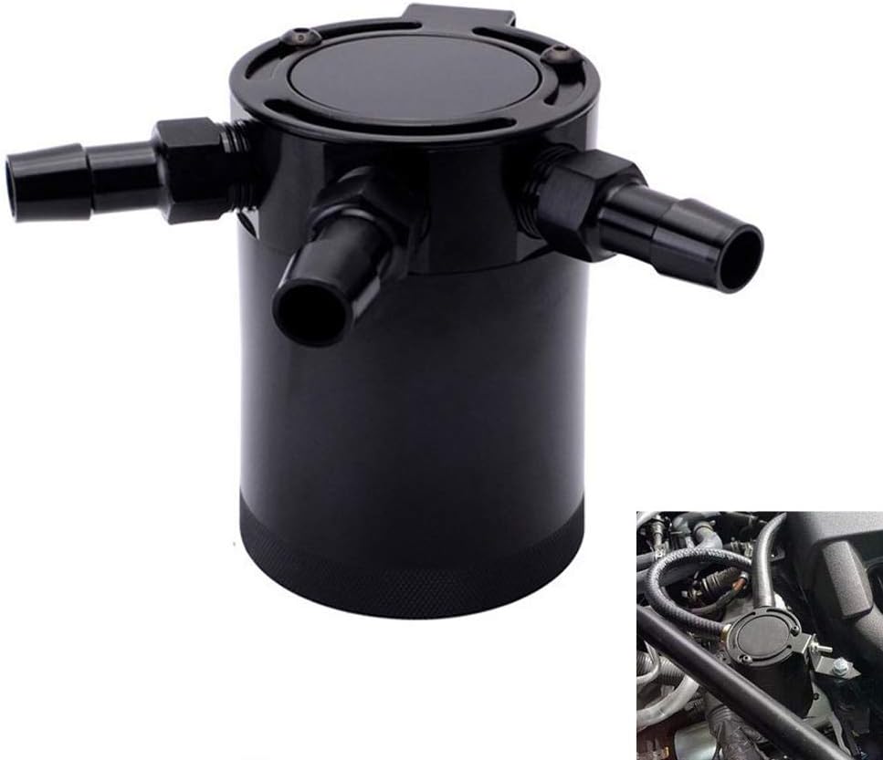 Universal Aluminum Auto Car Racing Baffled 3-Port Oil Catch Can Tank Air-Oil Separator