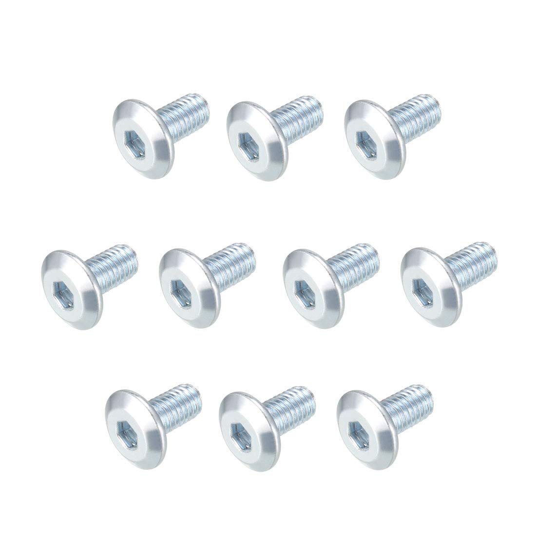 sourcing map M6x12mm Furniture Screw Hex Socket Cap Machine Screws Zinc Plated Fasteners Bolts Full Thread Carbon Steel 10Pcs