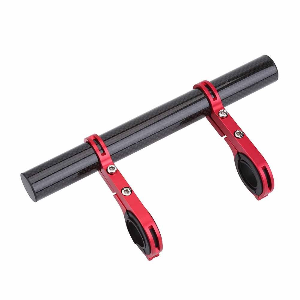 Handlebar Extension Mount, Carbon Fiber Bicycle Handlebar Extension Bracket for Bike Lights/Speedometer/Bike Computer Mount or Phone Clip(Red)