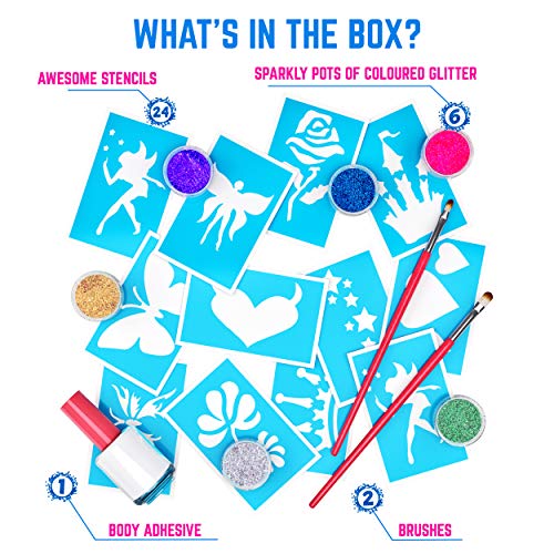 GirlZone Geschenke für Mädchen Glitzer Tattoo Set Kinder Tatoos für