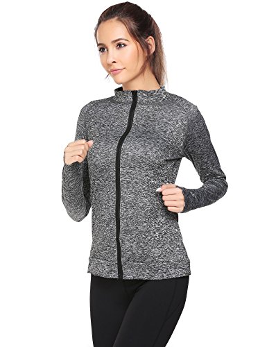 Unibelle Women's Active Full Zip Running Cycling Yoga Jacket with Thumb Holes - Thumbnail 2