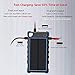 Solar Charger Type C 13500mAh, Hobest Dual Input/Output 3A Max Solar Phone Charger, Portable Outdoor Solar Power Bank with Whistle Compass (Blue)