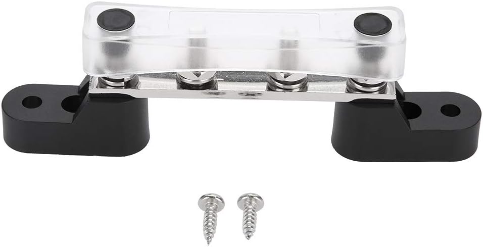 buzz bar busbars 12v Bus Bar, 4 Studs Bus Bar Electric Terminal Junction Block 100Amp 12~48 V, Silver + Black