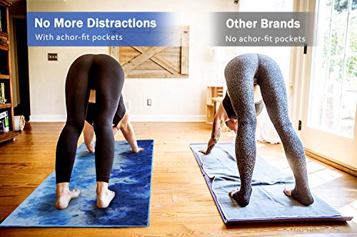 image for Ewedoos Yoga Towel with Anchor Fit Corners, 100% Microfiber Non Slip Y