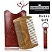 Beard Comb Kit by One Handsome Man - Sandalwood Beard Comb with PU Leather Case and Gift Box - Perfect Gifts For Him or Boyfriend Gifts - Ideal Gift For Men