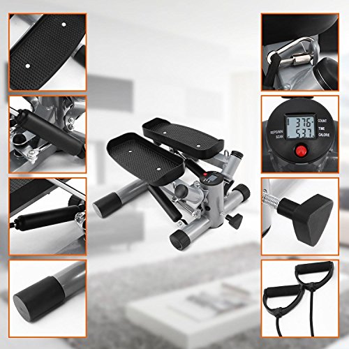 Fashine Health &Fitness Mini Twister Stepper 2 in 1 Air Climber Folding Stair Cardio Exercise Step Machine w/ Resistance Band