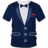 Blissboy Funny Tuxedo Graphic T-Shirt Novelty Short Sleeve Crewneck Shirt