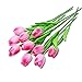DECORA 10Pcs/Bag PU Holland Mini Tulip Artificial Flower Real Touch for Wedding,Room,Home,Hotel,Party Decoration (Double Pink)