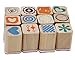 Youkwer 12 Pcs Mini Cute Wooden Rubber Stamps DIY Diary Scrapbook Stamps Set with Wooden Box （Brass Buckle，Heart）