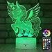 SUNCEN Unicorn Gifts Unicorn Lamp Night Light for Kids with Remote & Smart Touch 7 Colors + 16 Colors Changing Dimmable Unicorn Toys 1 2 3 4 5 6 7 8 Year Old Girls Gifts Kids Room Decor (Cool Unicorn)