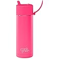 Frank Green - Ceramic Reusable Bottle - Stainless Steel Water Bottle With Straw, Insulated Water Bottle, Metal Water Bottle - Flip Straw Lid - 20oz - Neon Pink