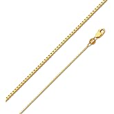 14k Yellow Gold Solid 0.8mm Box Link Chain Necklace with Secure Lobster Claw Clasp
